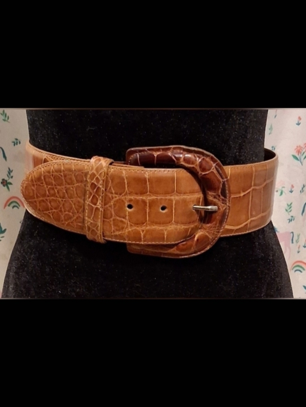 EUC Vintage Tan American Alligator Italian Made Wide Casual Everyday Belt 32in